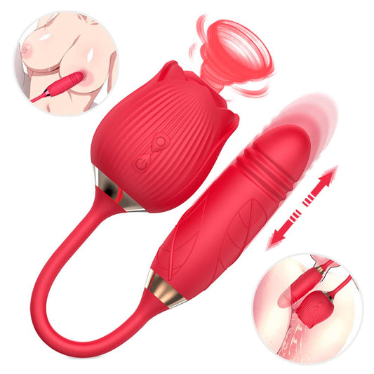 Women Rose 2 in 1 Vibrator Toy