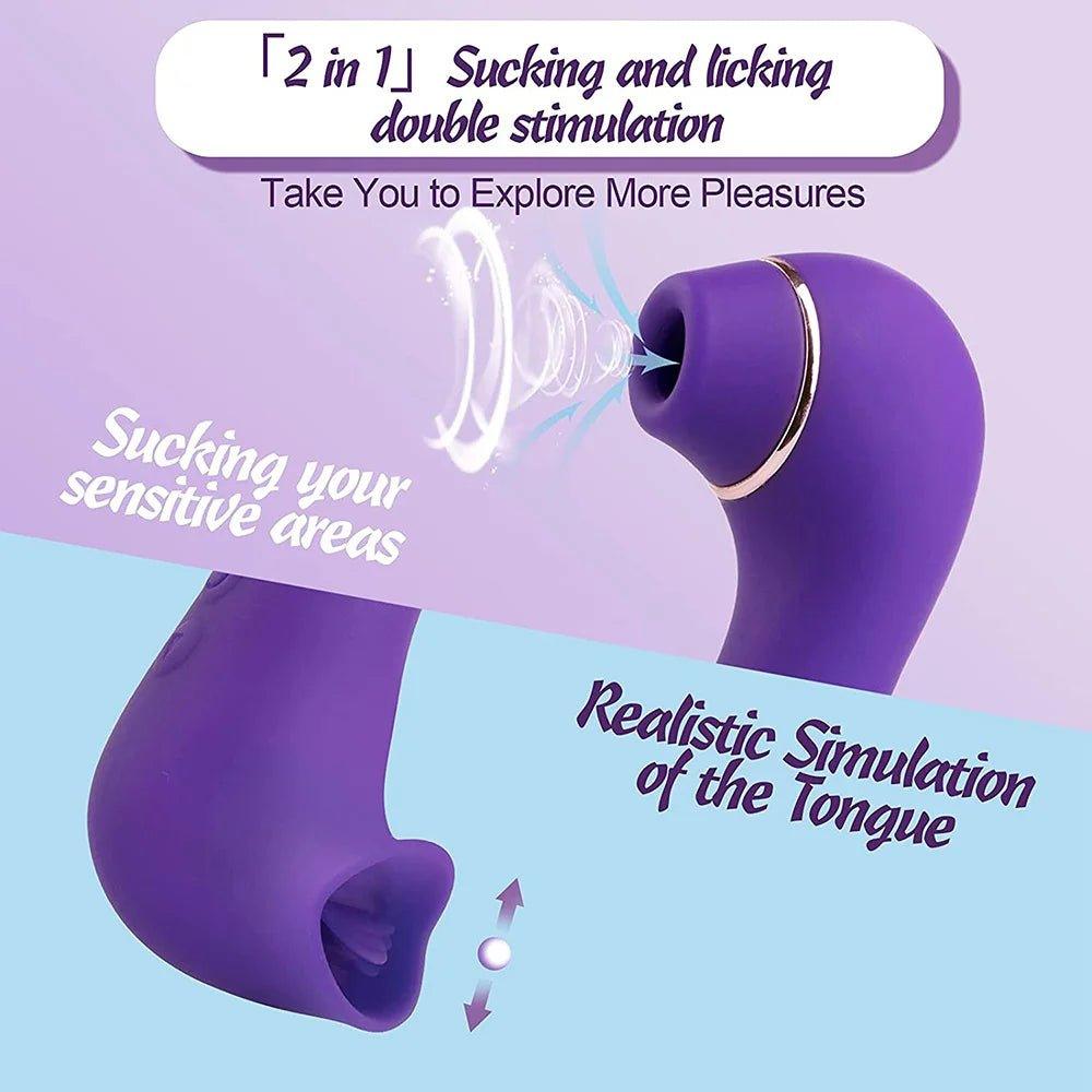 2 in 1 Clitoral Sucking Licking G-Spot Vibrator - Seductiva