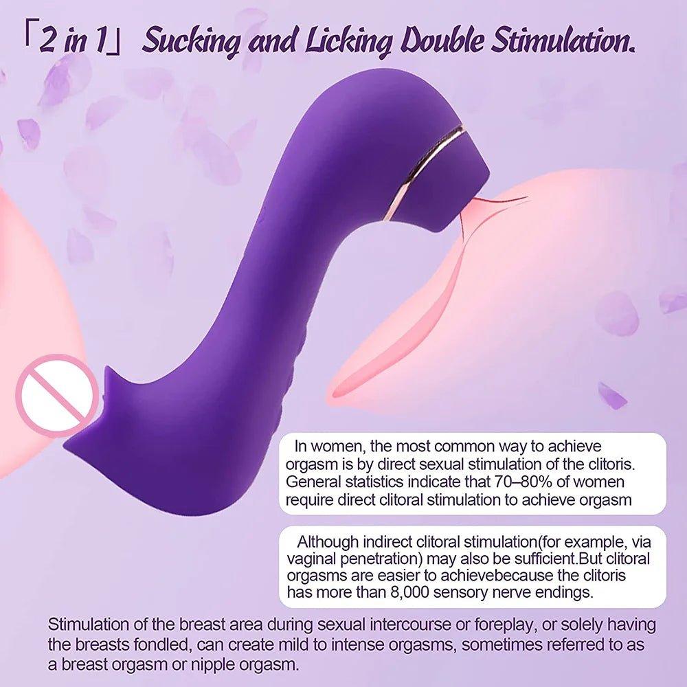 2 in 1 Clitoral Sucking Licking G-Spot Vibrator - Seductiva