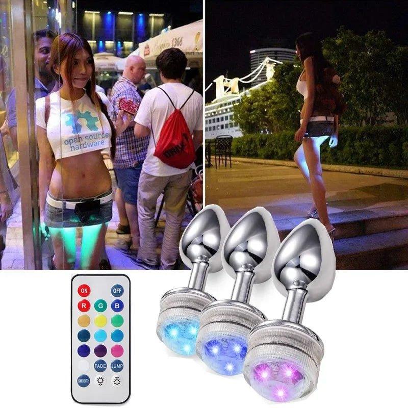 Remote Control Change Color LED Lamp Anal Plug Anus Dilatation Luminous Butt Plug Masturbator Couples Flirt Sex Toys for Women - Seductiva