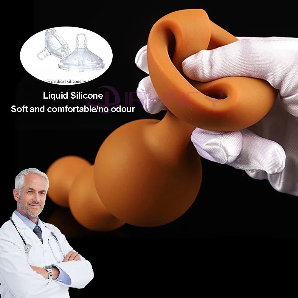 S-XXL Anal Beads Huge 9cm Anal Plug Soft Liquid Silicone Butt Plug Fisting Anal Balls Sex Toys - Seductiva